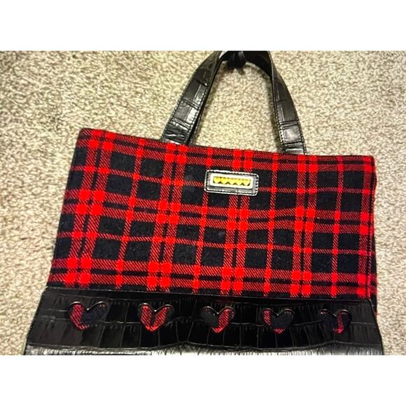 Brighton Red and Black Checkered Heart Embossed Purse - Picture 1 of 7